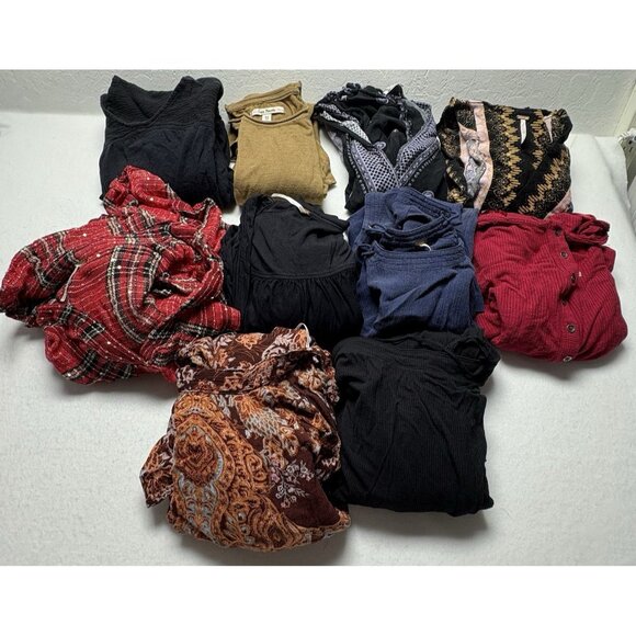 FREE PEOPLE Women Bundle of 10 Long Sleeve Top Sz XS Multicolor 3-27 - Picture 1 of 16